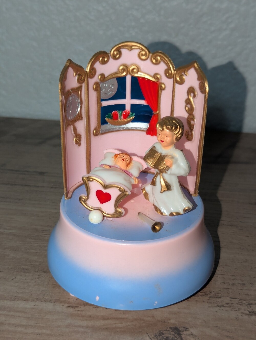 Vintage Reuge Germany Nursery Music Box Angel Cradle Brahms Lullaby Works